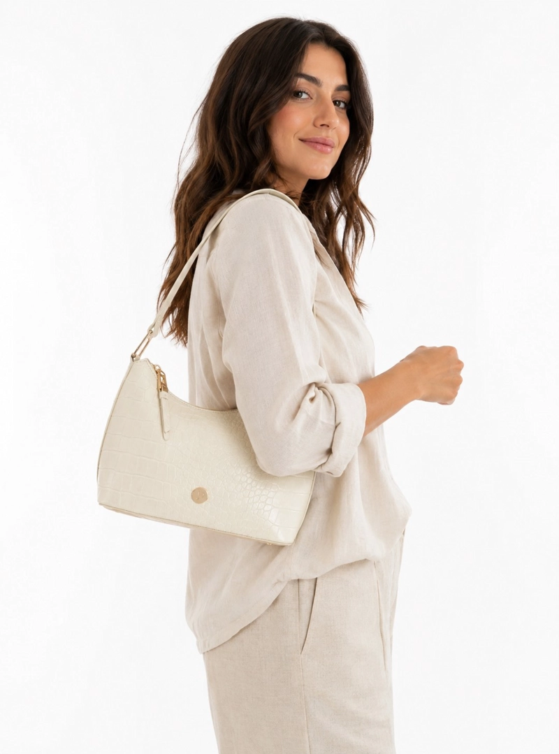 CARTERA TOTE TEXTURA ANIMAL PRINT POLLINI - POM092X | BLANCO - 1