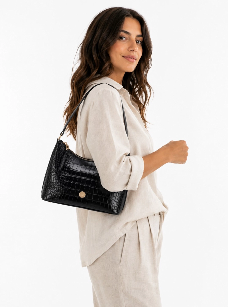 CARTERA TOTE TEXTURA ANIMAL PRINT POLLINI - POM092X | NEGRO - 1