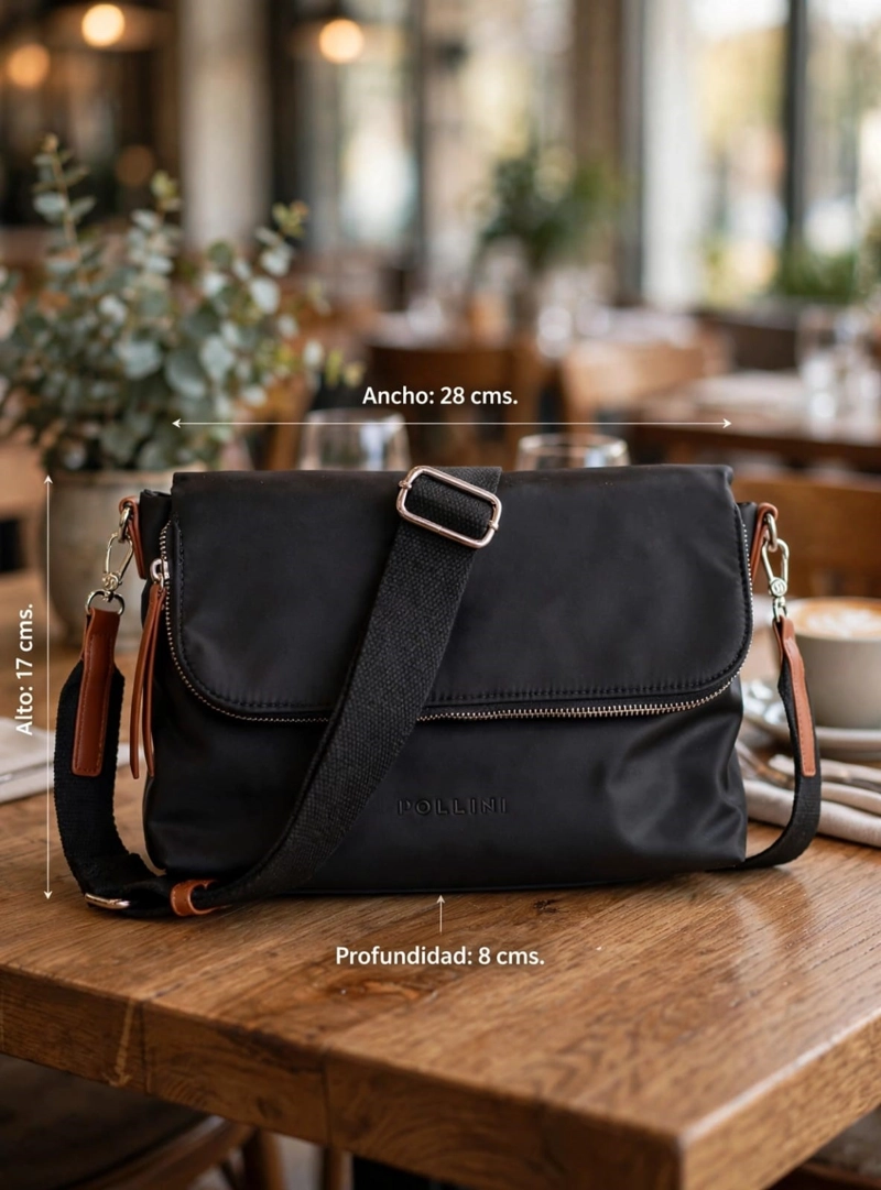 CARTERA BANDOLERA ULTRALIVIANA POLLINI - POM094X | NEGRO - 2