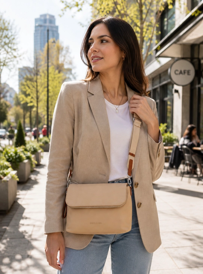 CARTERA BANDOLERA ULTRALIVIANA POLLINI - POM094X | BEIGE - 1