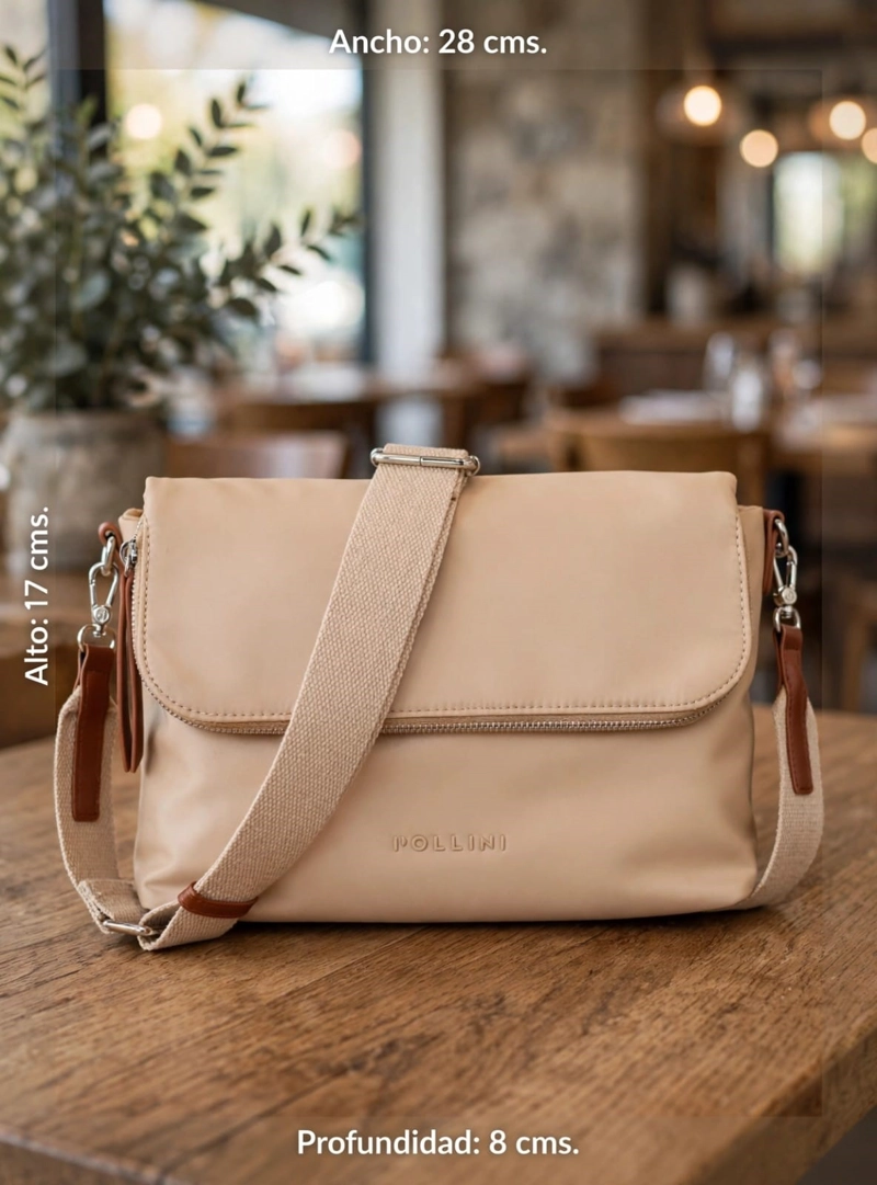 CARTERA BANDOLERA ULTRALIVIANA POLLINI - POM094X | BEIGE - 2