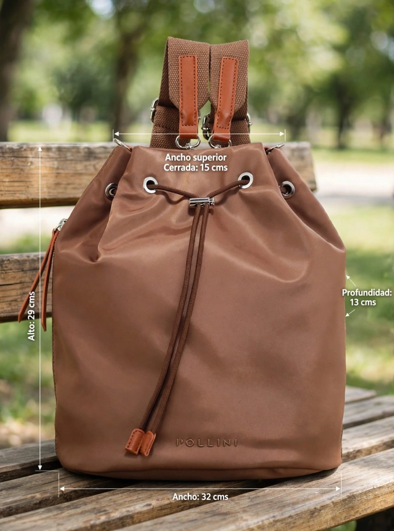 MOCHILA MUJER BUCKET POLLINI - POM095X | MARRON OSCURO - 2