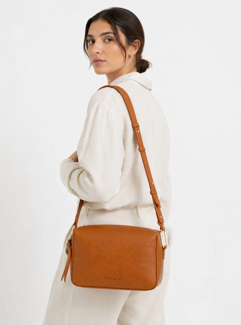 CARTERA BANDOLERA CON TEXTURA POLLINI - POM098X | MARRON CLARO - 1