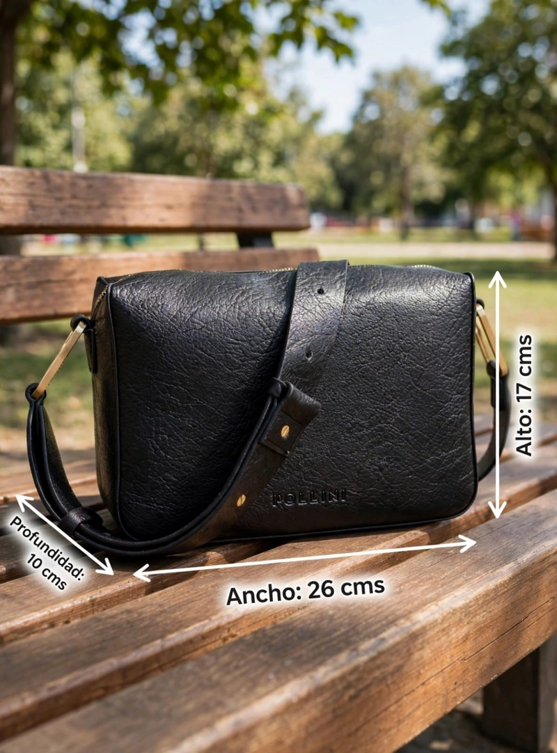 CARTERA BANDOLERA CON TEXTURA POLLINI - POM098X | NEGRO - 2