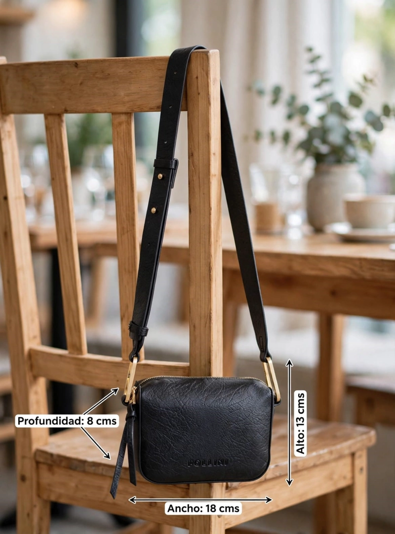 CARTERA BANDOLERA CON TEXTURA POLLINI - POM099X | NEGRO - 2