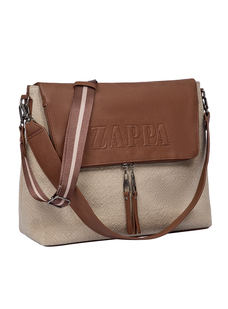 CARTERA BANDOLERA CANVAS TEJIDO + PU ZAPPA XL - ZAM081X | MARRON CLARO - 4