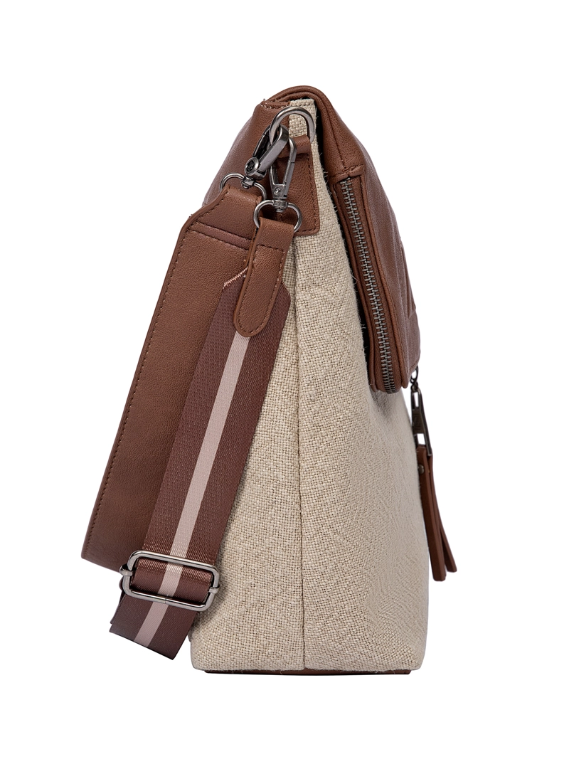 CARTERA BANDOLERA CANVAS TEJIDO + PU ZAPPA XL - ZAM081X | MARRON CLARO - 5