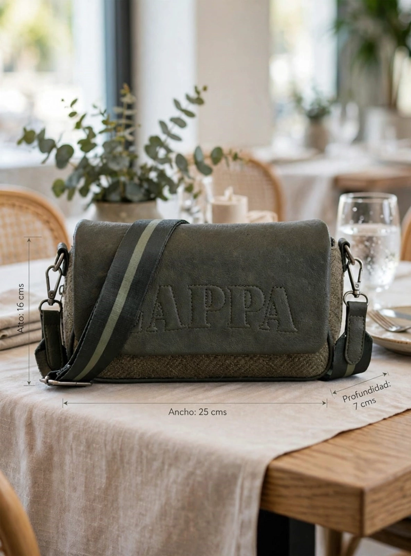CARTERA BANDOLERA CANVAS TEJIDO + PU ZAPPA - ZAM082X | VERDE OSCURO - 2