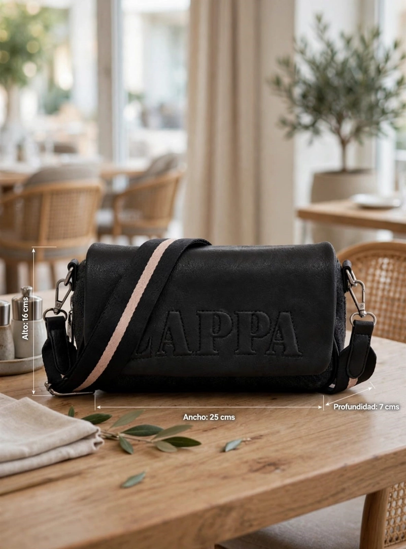 CARTERA BANDOLERA CANVAS TEJIDO + PU ZAPPA - ZAM082X | NEGRO - 2