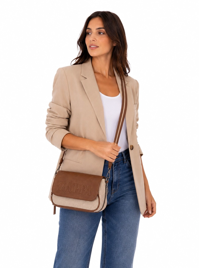 CARTERA BANDOLERA CANVAS TEJIDO + PU ZAPPA - ZAM082X | MARRON CLARO - 1