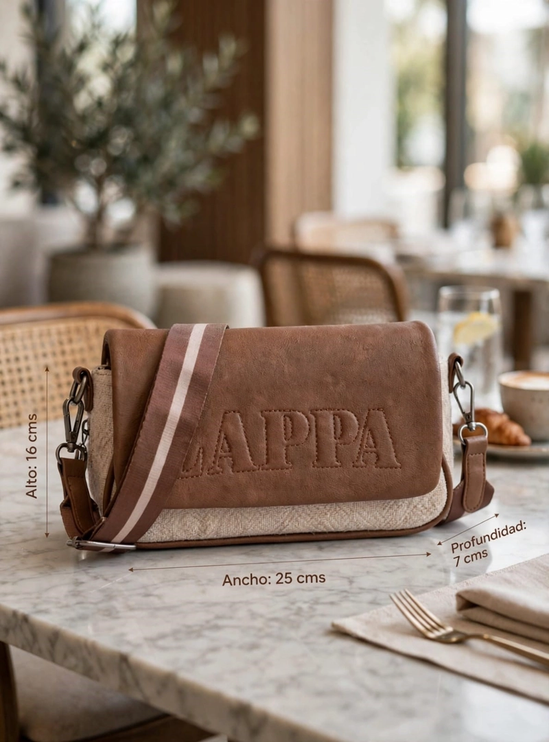 CARTERA BANDOLERA CANVAS TEJIDO + PU ZAPPA - ZAM082X | MARRON CLARO - 2