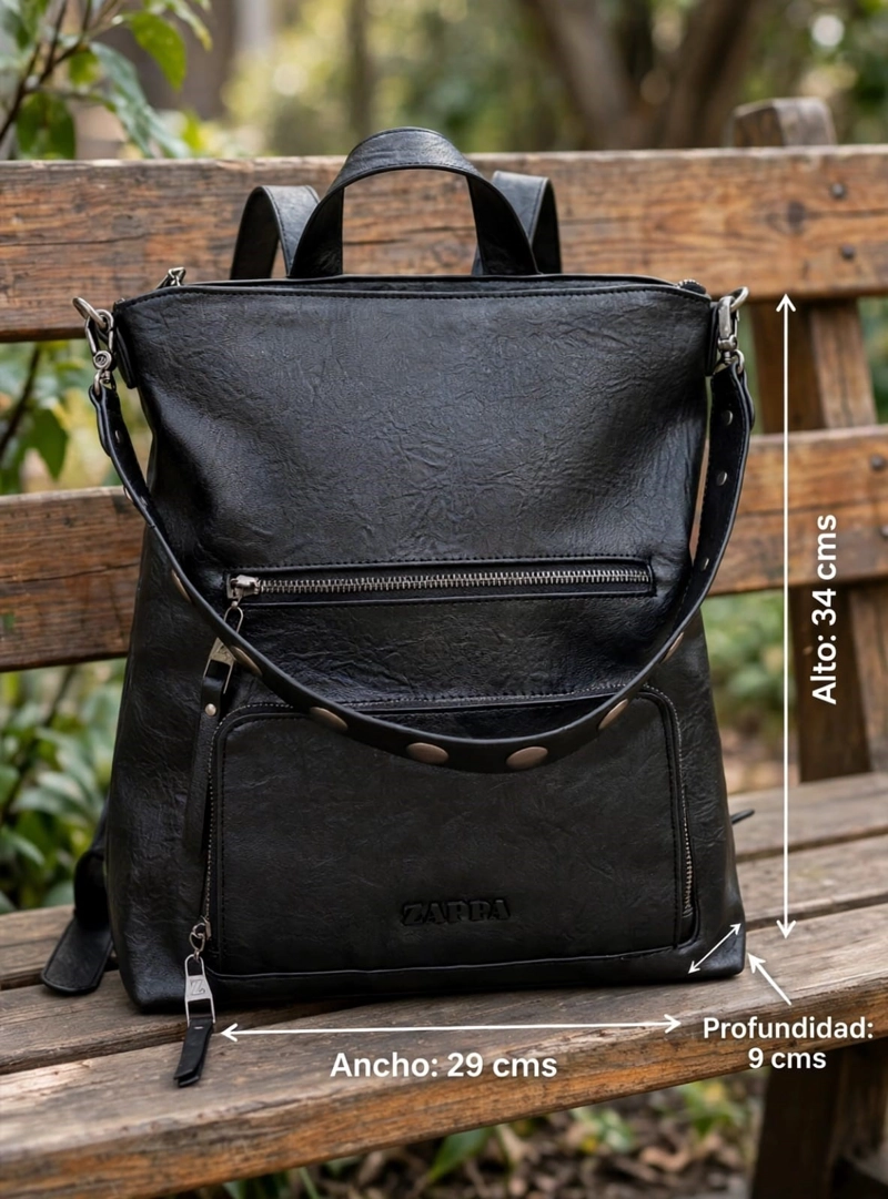 MOCHILA MUCHAS DETALLE TACHAS ZAPPA - ZAM084X | NEGRO - 2
