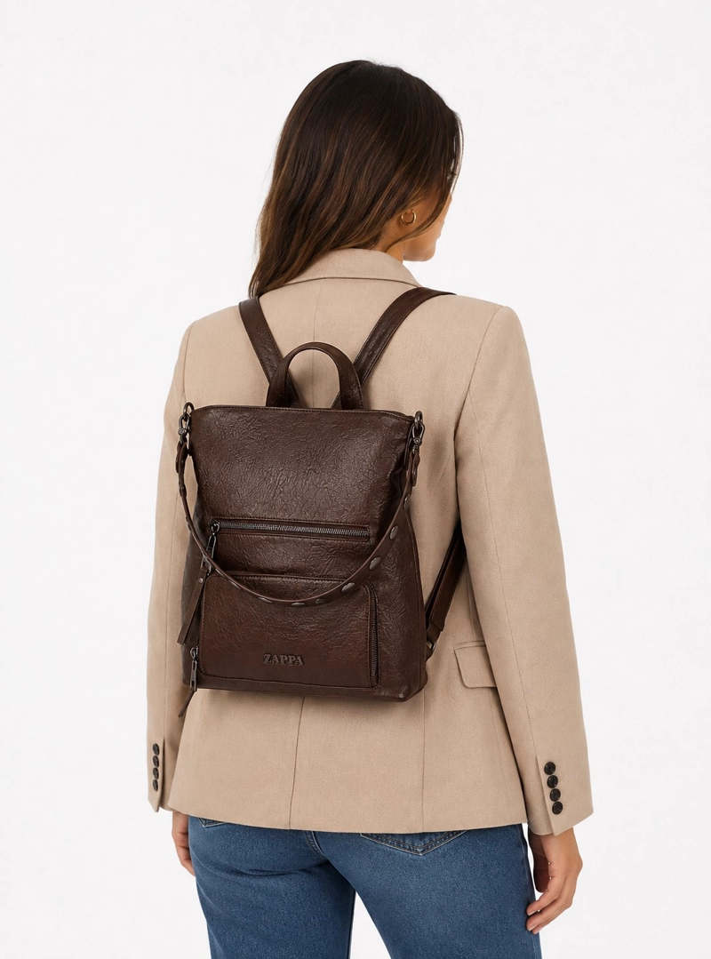 MOCHILA MUCHAS DETALLE TACHAS ZAPPA - ZAM084X | MARRON OSCURO - 1