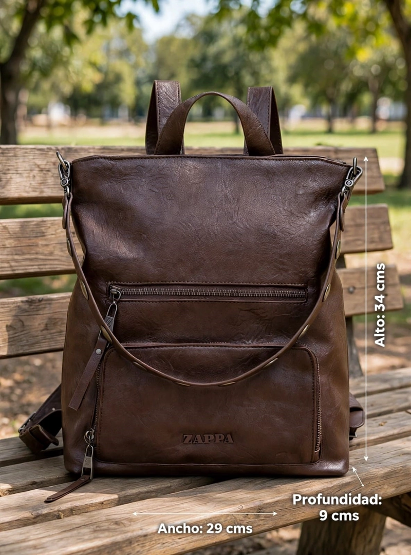 MOCHILA MUCHAS DETALLE TACHAS ZAPPA - ZAM084X | MARRON OSCURO - 2