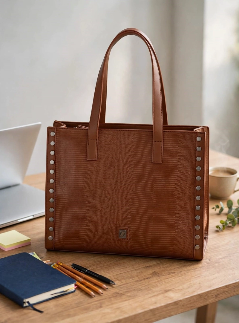 CARTERA TOTE XL DETALLE TACHAS ZAPPA - ZAM088X | MARRON CLARO - 2