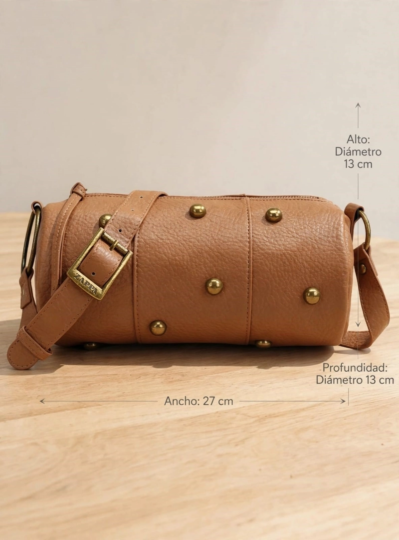 CARTERA BANDOLERA TIPO CILINDRO ZAPPA - ZAM091X | MARRON CLARO - 2