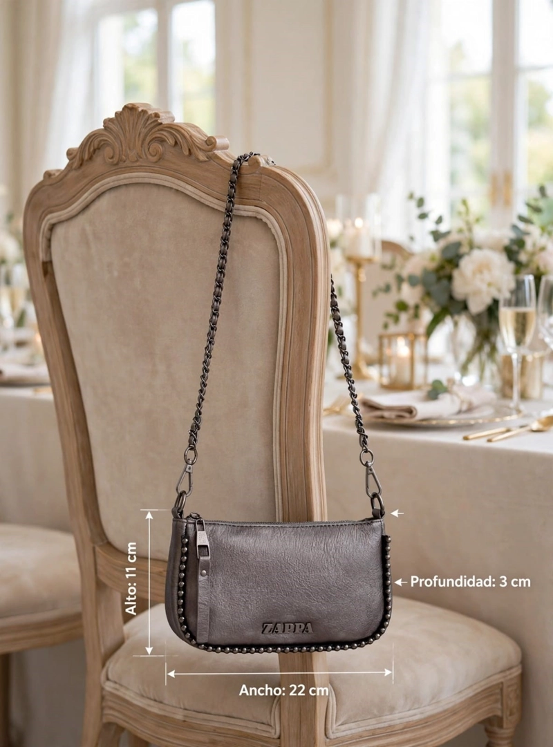 MINI CARTERA FIESTA CON ESFERAS Y TACHAS ZAPPA - ZAM099X | PLATEADO - 2