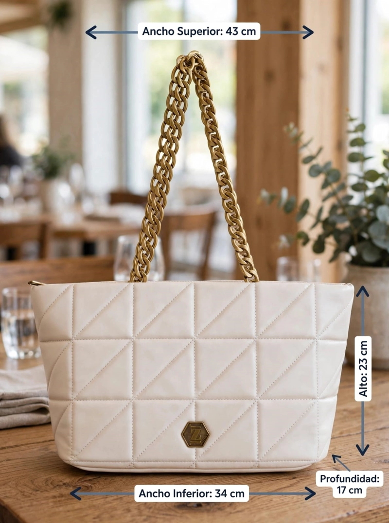 CARTERA TOTE QUILT Y CADENA ZAPPA - ZAM104X | BLANCO - 2