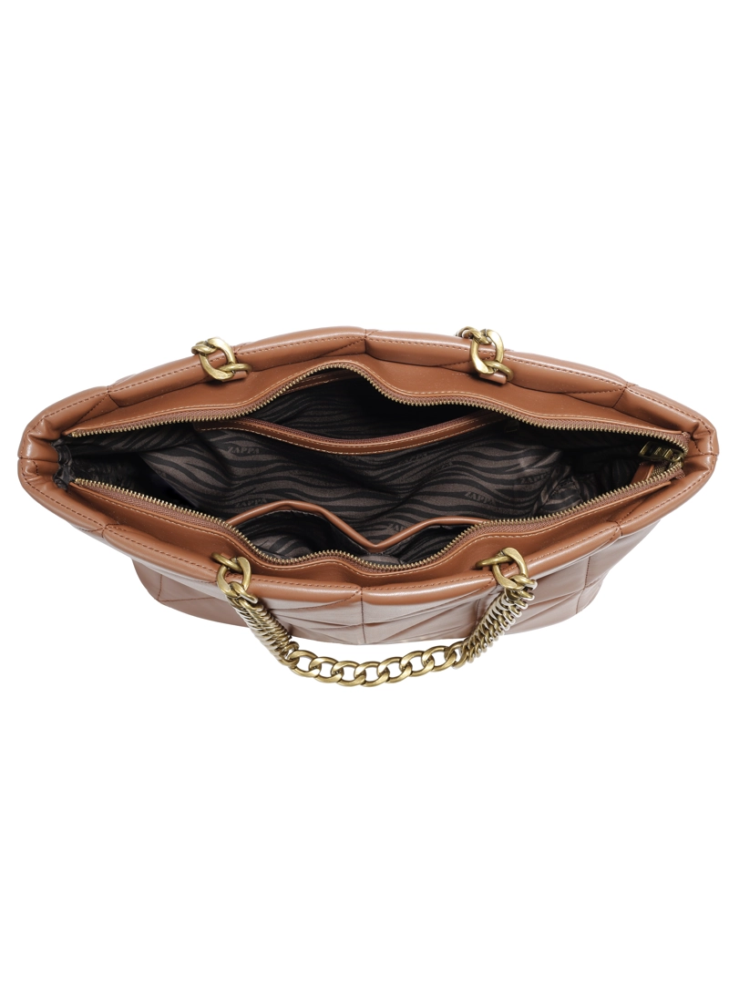 CARTERA TOTE QUILT Y CADENA ZAPPA - ZAM104X | MARRON CLARO - 4