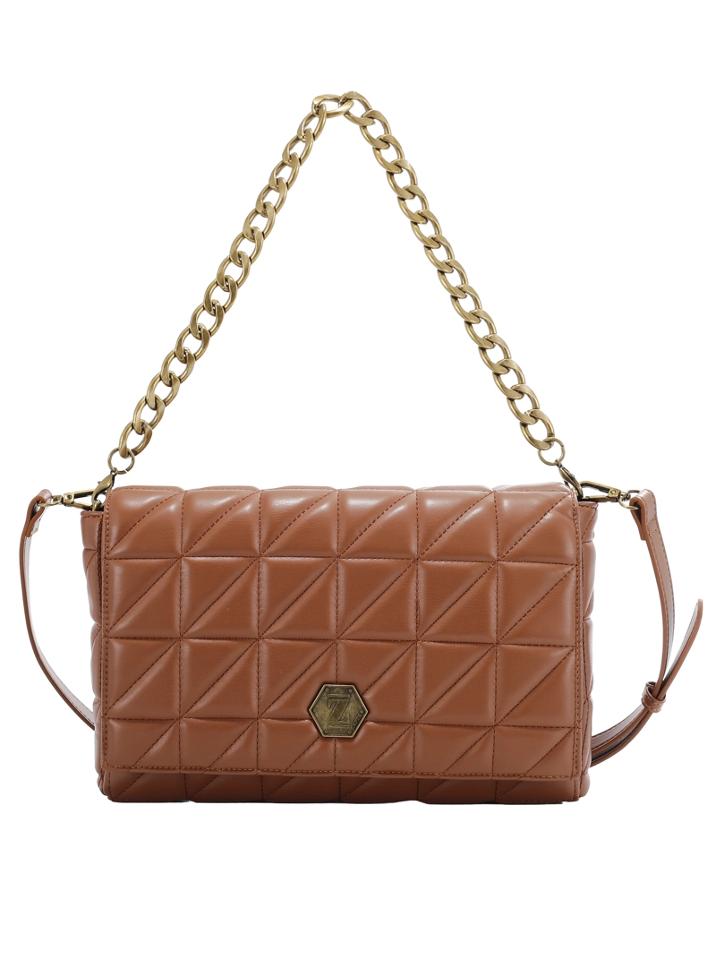 CARTERA BANDOLERA QUILT Y CADENA ZAPPA - ZAM103X | MARRON CLARO - 3