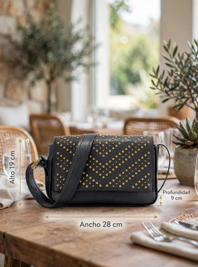 CARTERA BANDOLERA DETALLE TACHAS ZAPPA - ZAM105X | NEGRO - 2
