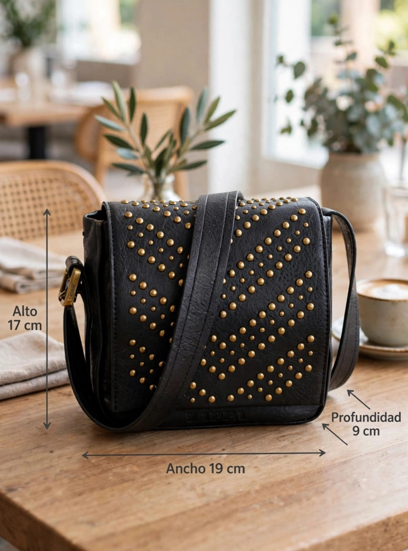 CARTERA BANDOLERA DETALLE TACHAS ZAPPA - ZAM106X | NEGRO - 2
