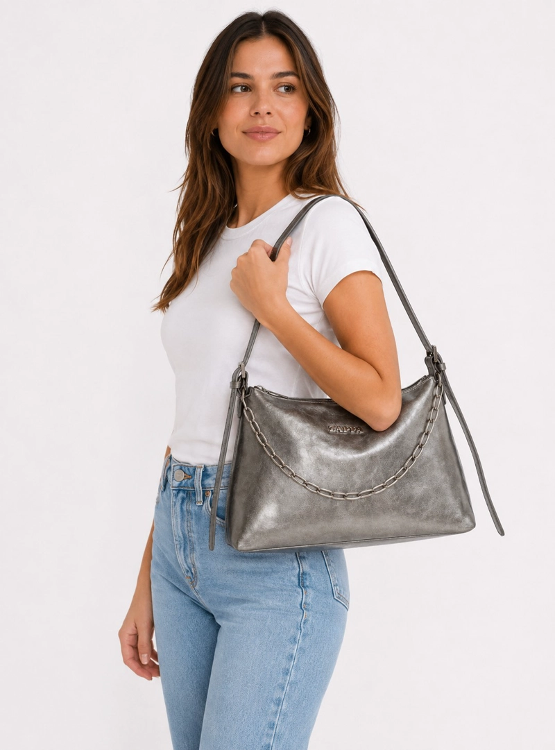 CARTERA TOTE DETALLE CADENA ZAPPA - ZAM110X | PLATEADO - 1