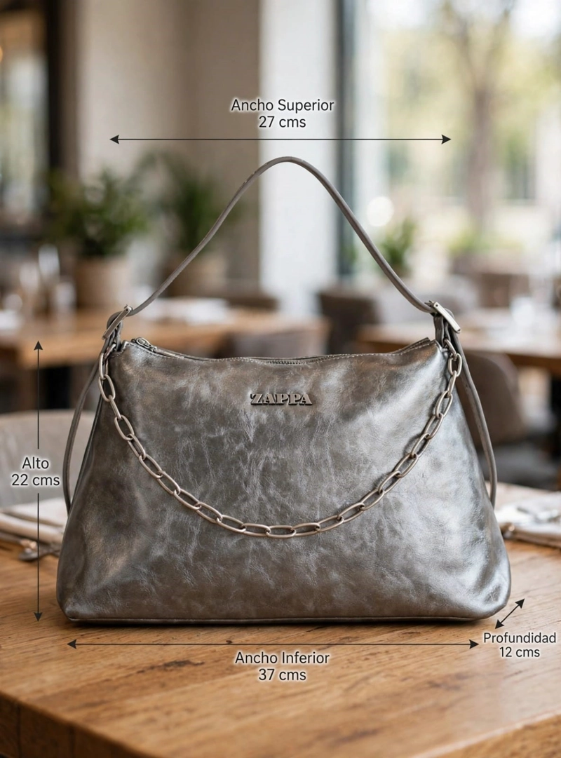 CARTERA TOTE DETALLE CADENA ZAPPA - ZAM110X | PLATEADO - 2