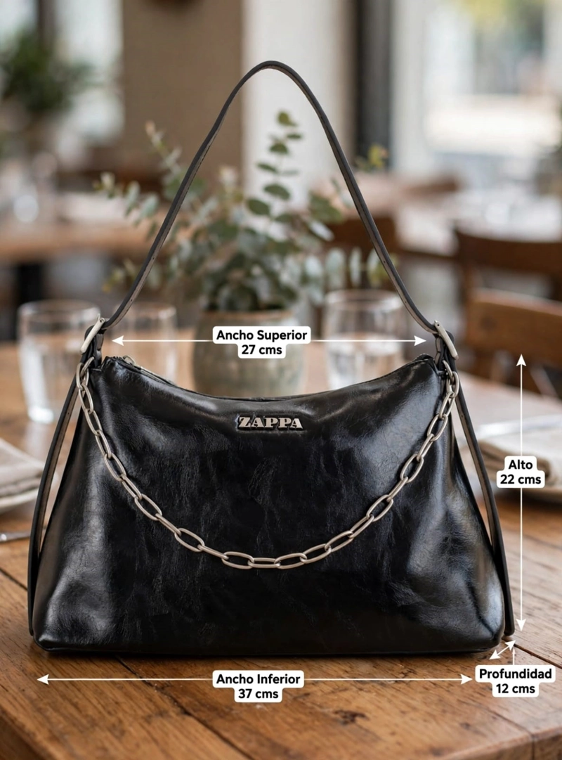 CARTERA TOTE DETALLE CADENA ZAPPA - ZAM110X | NEGRO - 2