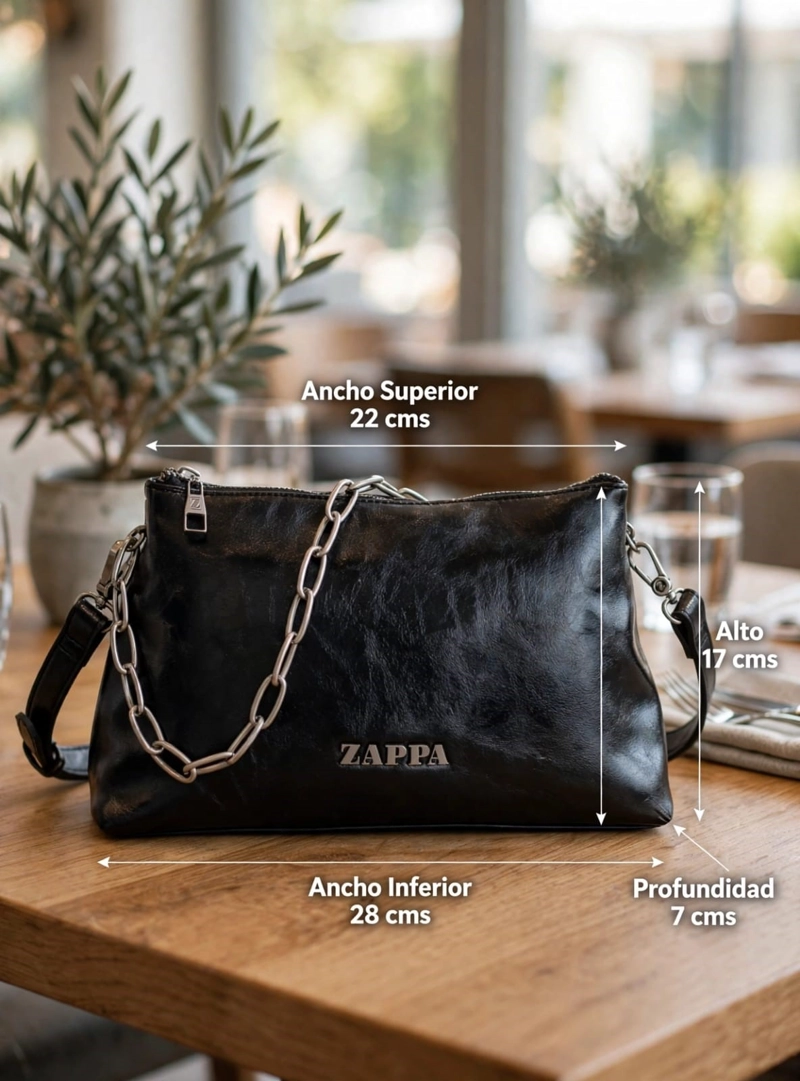CARTERA BANDOLERA DETALLE CADENA ZAPPA - ZAM111X | NEGRO - 2