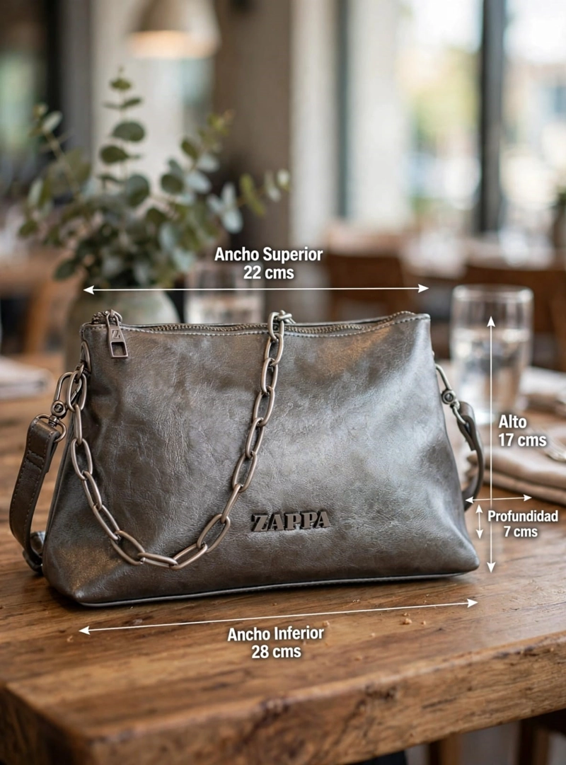 CARTERA BANDOLERA DETALLE CADENA ZAPPA - ZAM111X | PLATEADO - 2