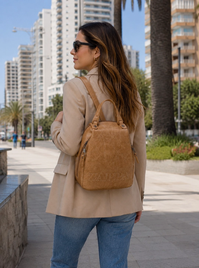 MOCHILA MUJER EFECTO VINTAGE ZAPPA - ZAM112X | MARRON - 1