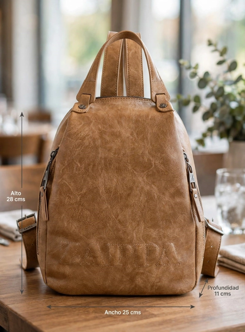 MOCHILA MUJER EFECTO VINTAGE ZAPPA - ZAM112X | MARRON - 2