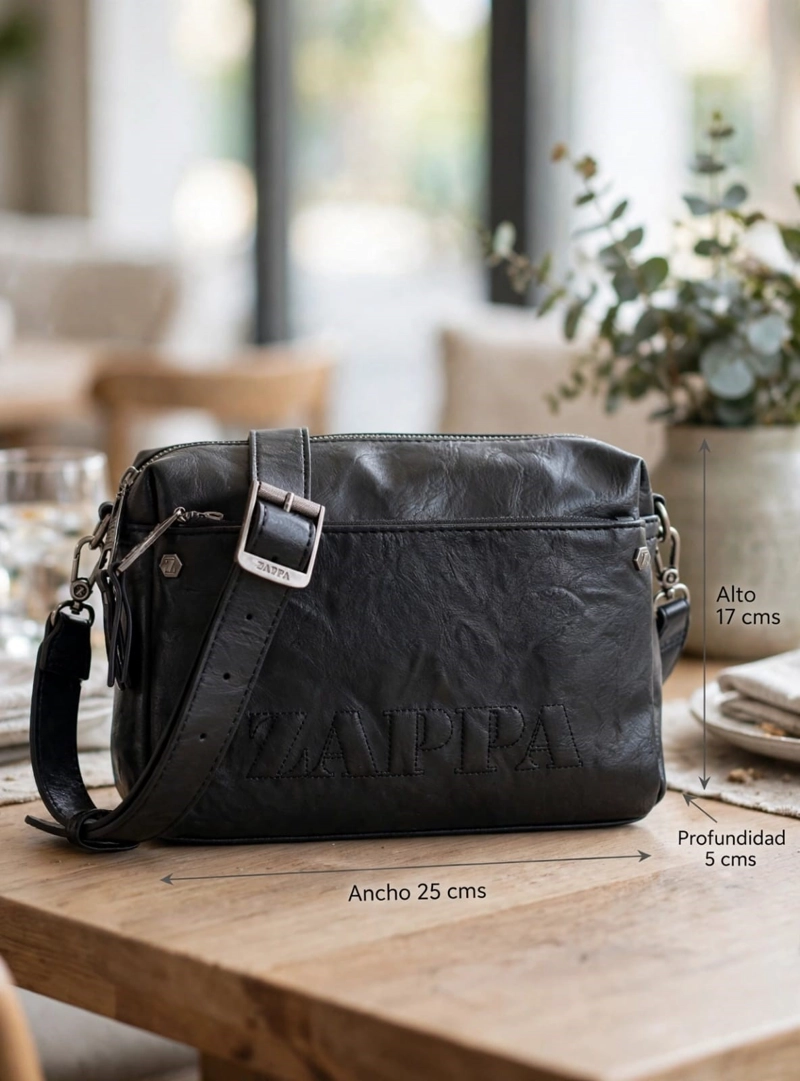 CARTERA BANDOLERA EFECTO VINTAGE ZAPPA - ZAM114X | NEGRO - 2