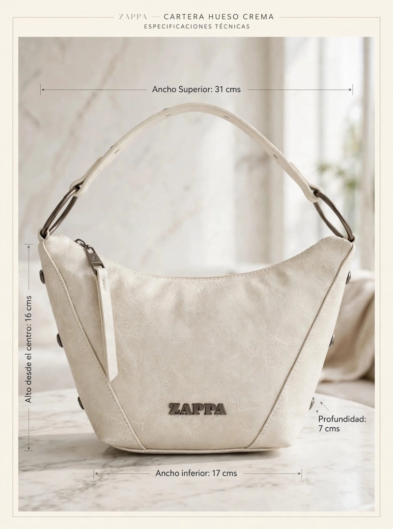 CARTERA TOTE CON TACHAS ZAPPA - ZAM116X | BLANCO - 2