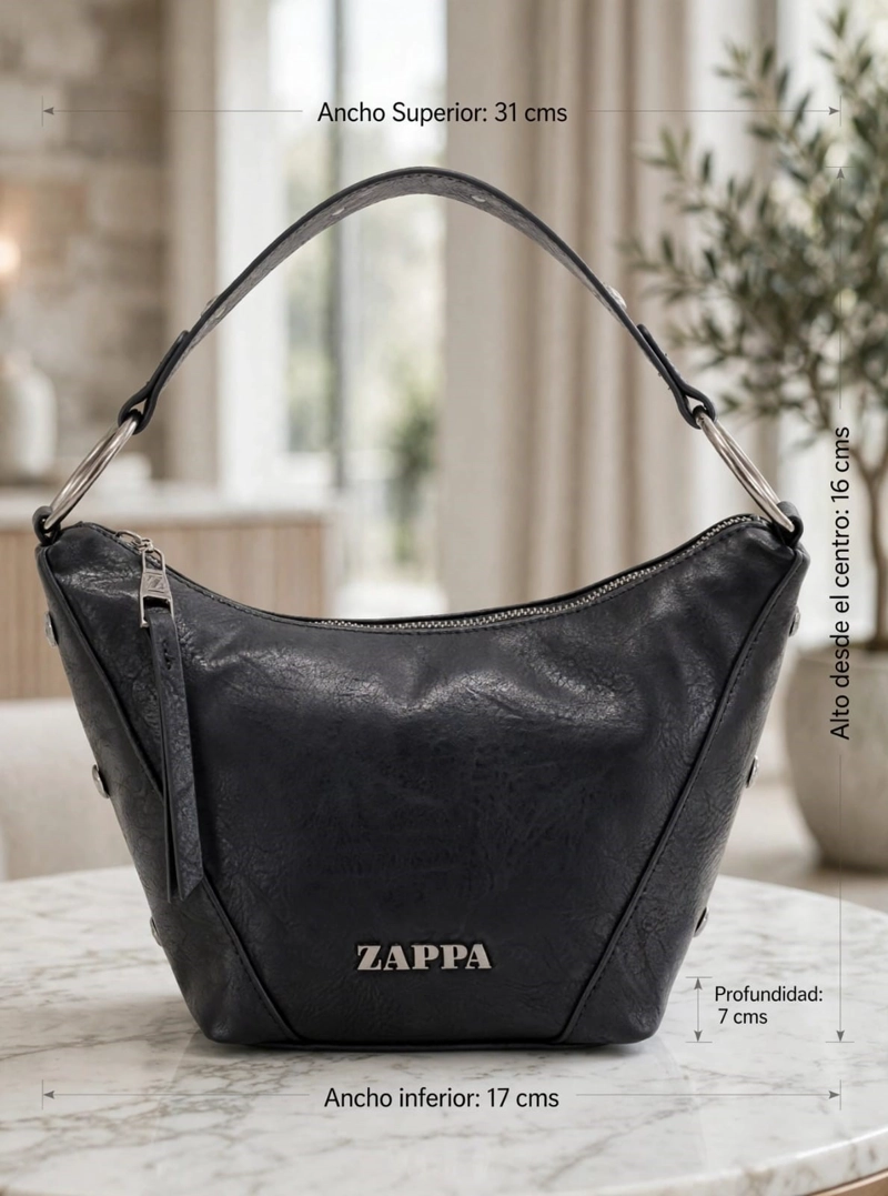 CARTERA TOTE CON TACHAS ZAPPA - ZAM116X | NEGRO - 2