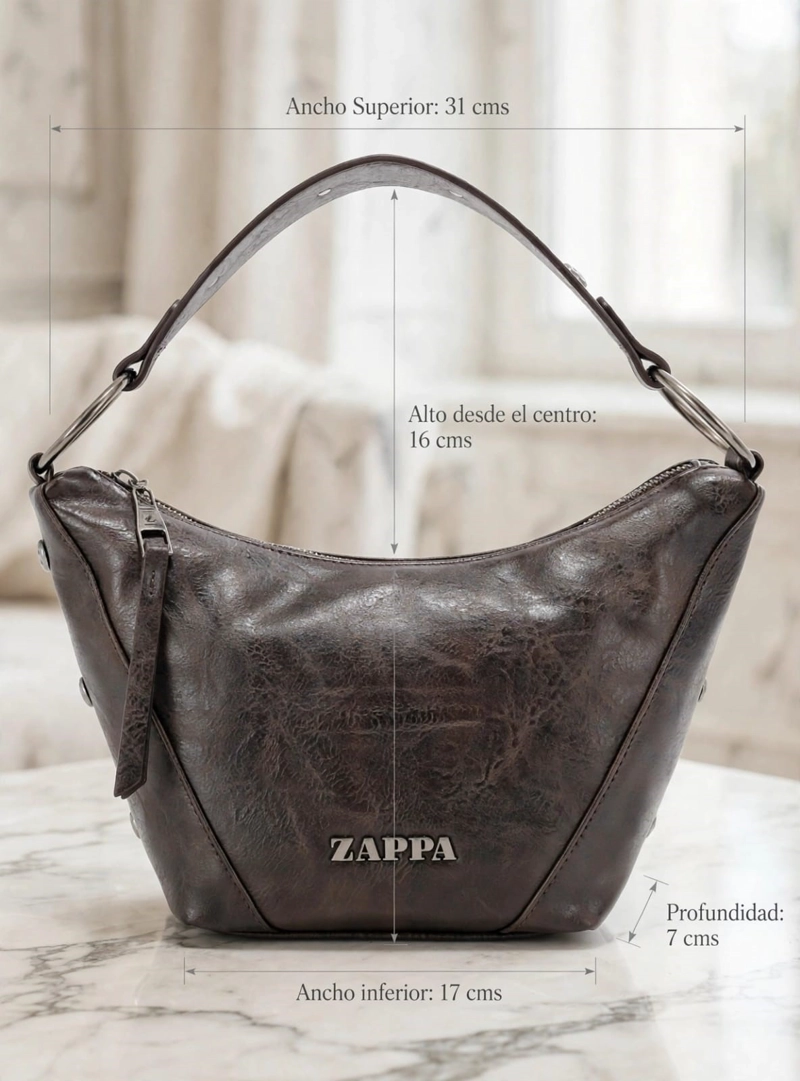 CARTERA TOTE CON TACHAS ZAPPA - ZAM116X | MARRON OSCURO - 2