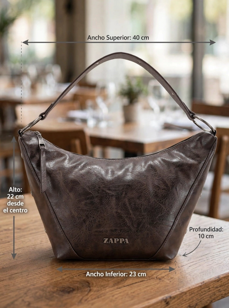 CARTERA TOTE CON TACHAS ZAPPA - ZAM117X | MARRON OSCURO - 2