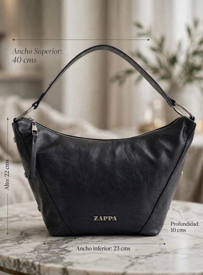 CARTERA TOTE CON TACHAS ZAPPA - ZAM117X | NEGRO - 2