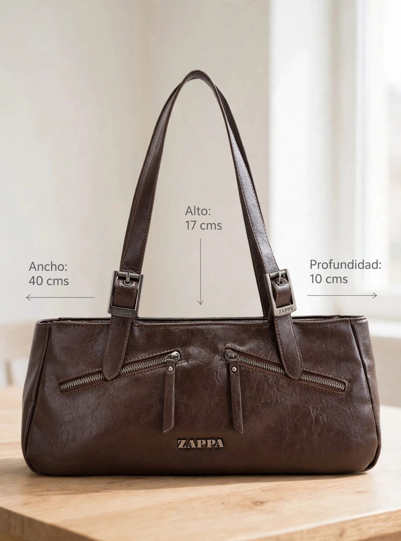 CARTERA TOTE BAGUETTE ZAPPA - ZAM086X | MARRON OSCURO - 2