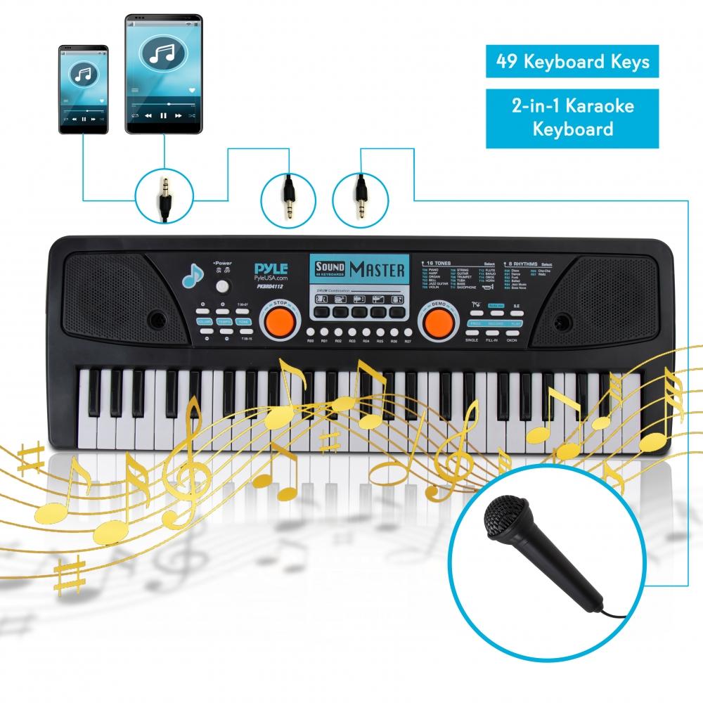 TECLADO PORTATIL DE PIANO DE 49 TECLAS CON MICRÓFONO - 1