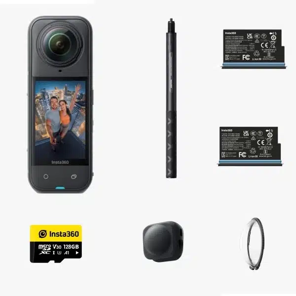 KIT INSTA360 X5+MEMORIA 128 GB+SELFIE 114 CM+PROTECTORES+BATERIA EXTRA - 1