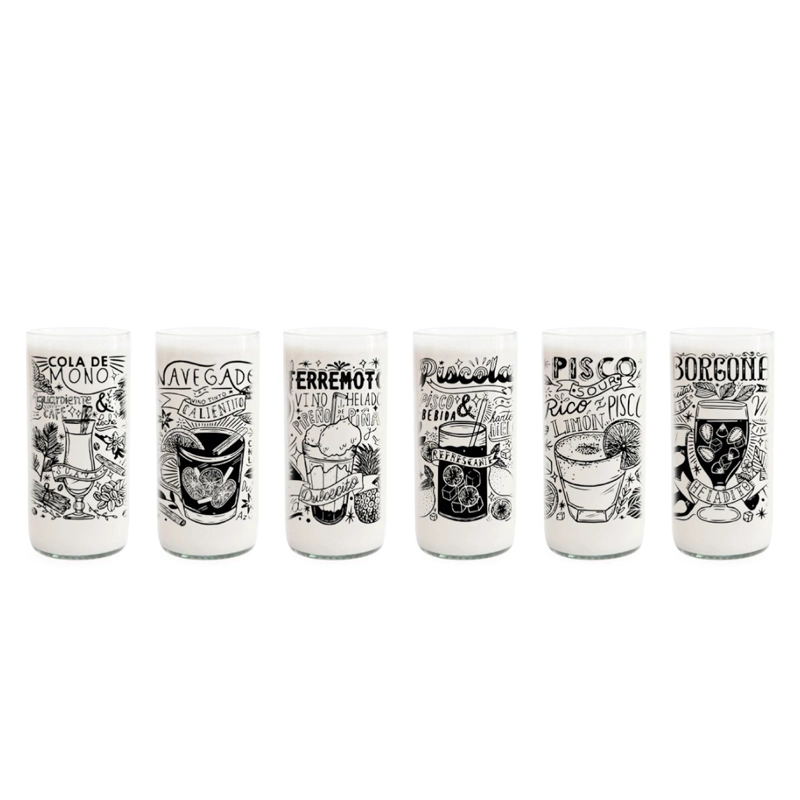 VASOS DEL CATADOR 6 VASOS DE TRAGOS TIPICOS CHILENOS - 500 ML - 1
