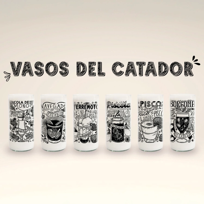VASOS DEL CATADOR 6 VASOS DE TRAGOS TIPICOS CHILENOS - 500 ML - 2