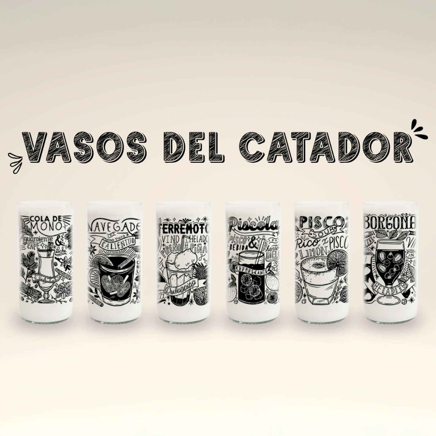 VASOS DEL CATADOR 6 VASOS DE TRAGOS TIPICOS CHILENOS - 500 ML - 2