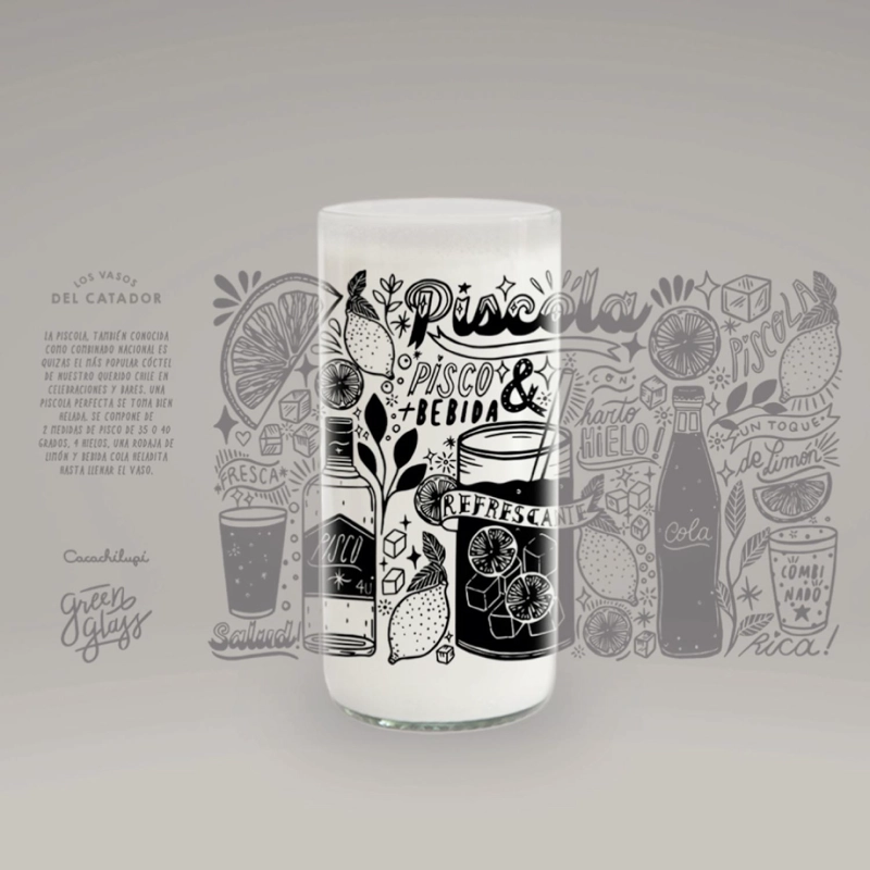 VASOS DEL CATADOR 6 VASOS DE TRAGOS TIPICOS CHILENOS - 500 ML - 6