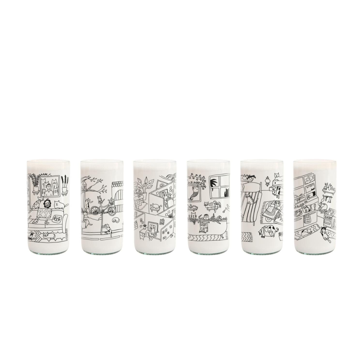 CAT LOVER - JUEGO DE 6 VASOS GATUNOS - 500ML - 1