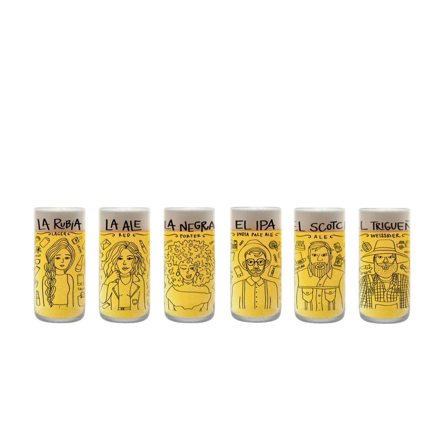 CHELEROS HIPSTERS - JUEGO DE 6 VASOS - 500 ML - 1