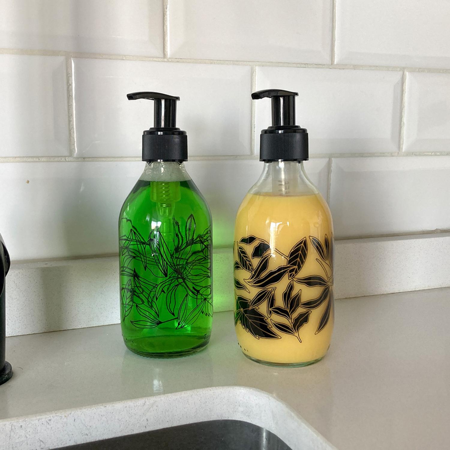 DISPENSADORES DISEÑO FLORALES MULTIUSO COLOR TRANSPARENTES (2 UNIDADES) - 296 ML - 6