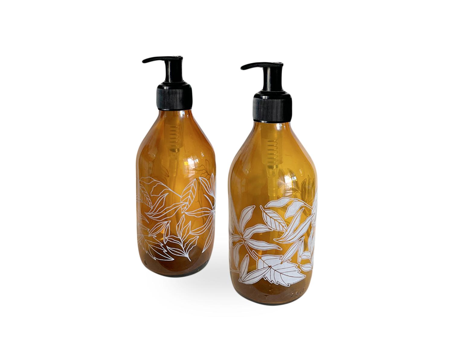 DISPENSADORES DISEÑO FLORALES MULTIUSO COLOR CAFES (2 UNIDADES) - 296 ML - 1